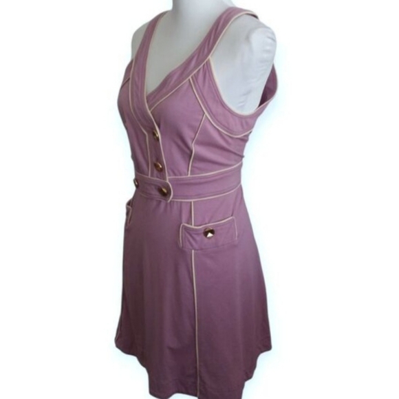 Marc By Marc Jacobs Purple & Cream Double-Breasted Mini Dress Sz.M EUC - Picture 4 of 8